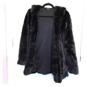 Only worn once faux fur hooded jacket
